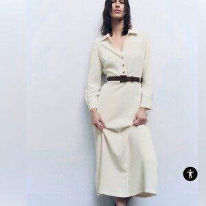 Zara belted crepe midi dress